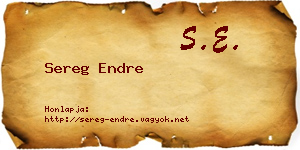 Sereg Endre névjegykártya